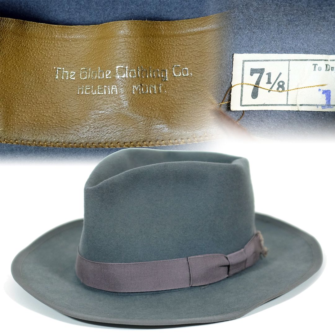 Globe Clothing Company blue fedora hat VintageHaberdashers Blog